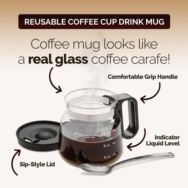 ๐49% OFF๐โ 16 Oz Glass Coffee Mug โ Coffee Pot Style