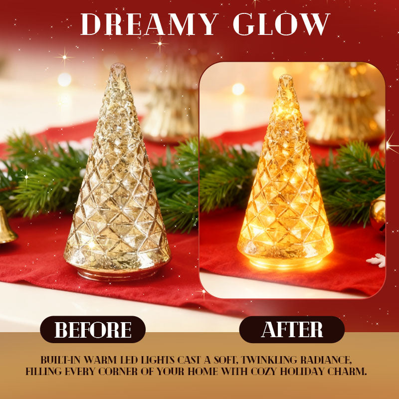 ✨ Glistening Christmas – Set with Illuminated Christmas Tree in Silver Glass ✨