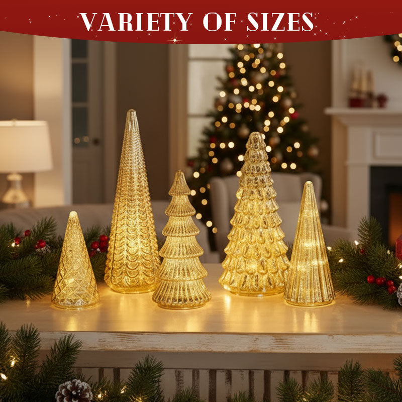 ✨ Glistening Christmas – Set with Illuminated Christmas Tree in Silver Glass ✨