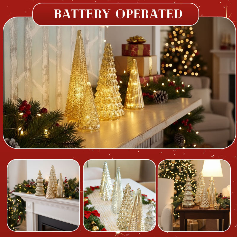 ✨ Glistening Christmas – Set with Illuminated Christmas Tree in Silver Glass ✨