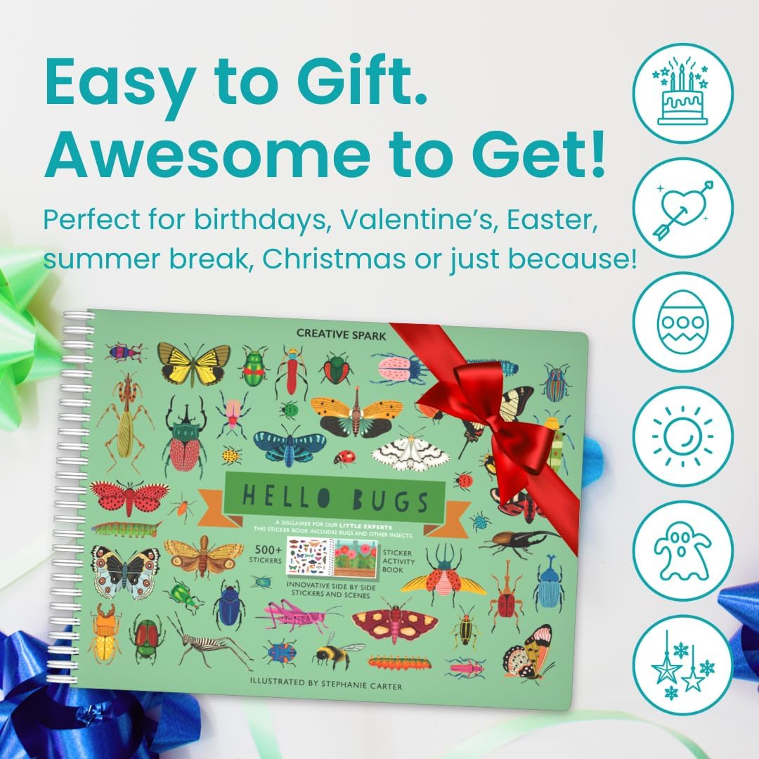 🔥LAST DAY 60% OFF - 👦👧Hello Bugs Sticker Book Activity for Kids🦋🪲 (over 500 stickers!)