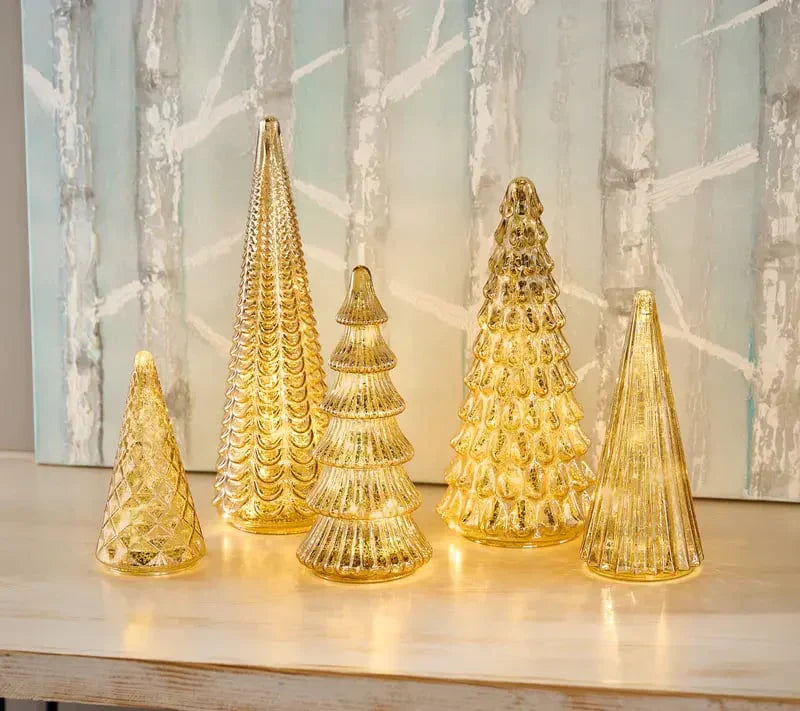 ✨ Glistening Christmas – Set with Illuminated Christmas Tree in Silver Glass ✨