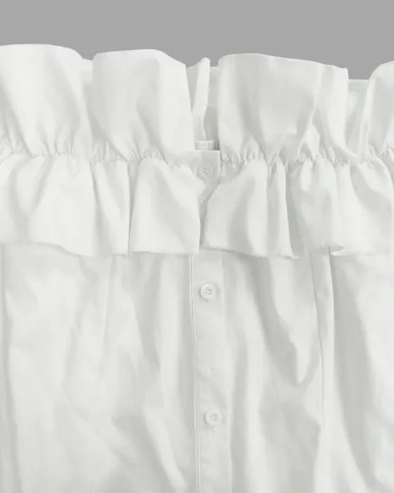 👩Autumn simple solid color one shoulder ruffled shirt top for women👗