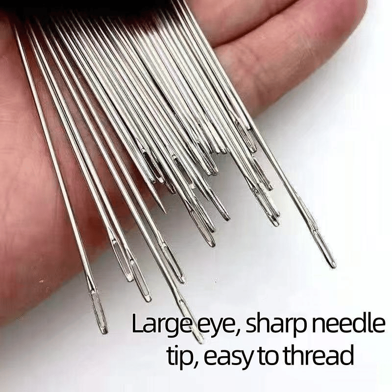 [34PCS Big Eye Steel Needles Set]Long & Thin Handmade Quilting & Sewing Needles Kit for DIY Sewing Projects