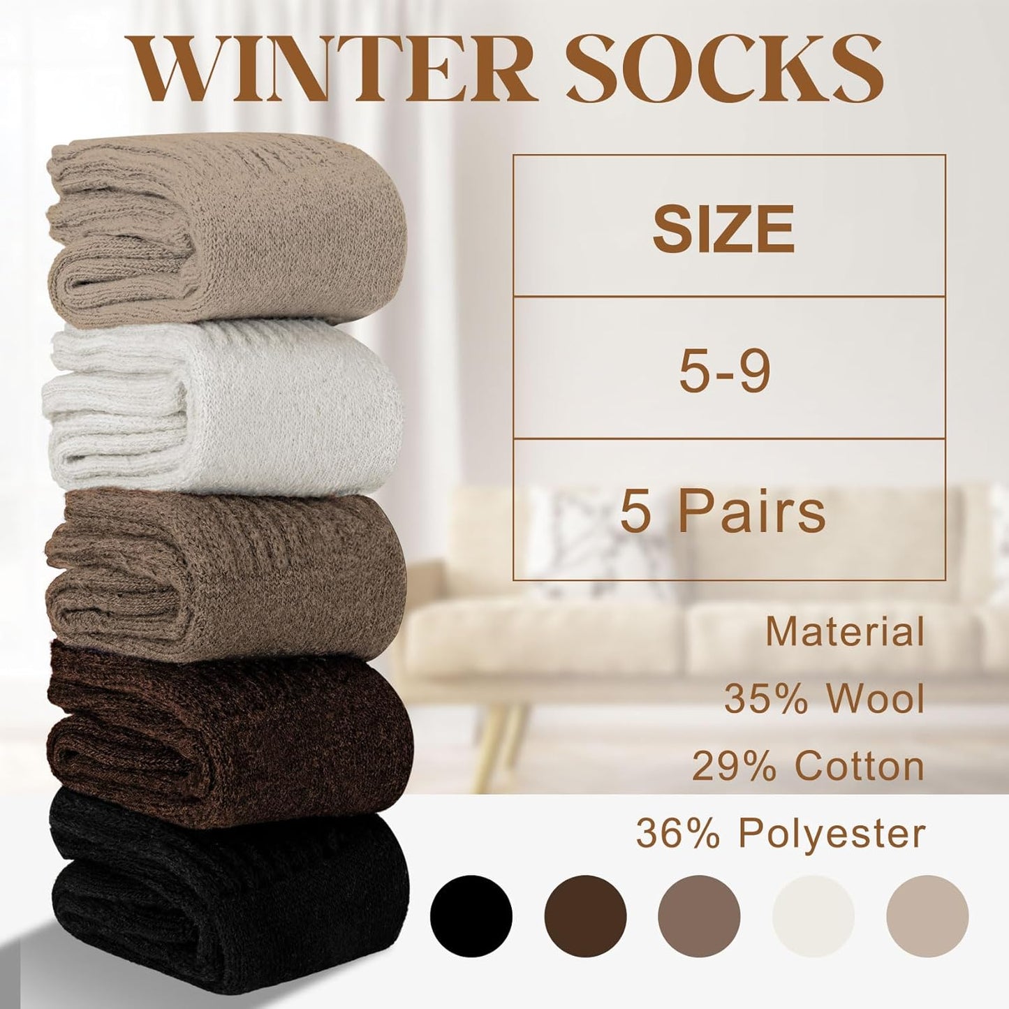 🏆LAST DAY SALE 49% OFF - 5 Pairs Women's Solid Mid-calf Socks